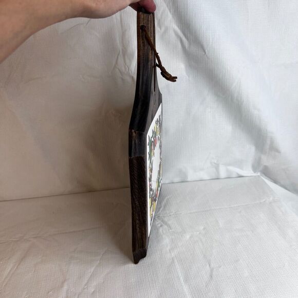 Wooden Trivet Hot Pad or Cheese Tray w/ Decorative Ceramic Tile Insert Square - Picture 2 of 13